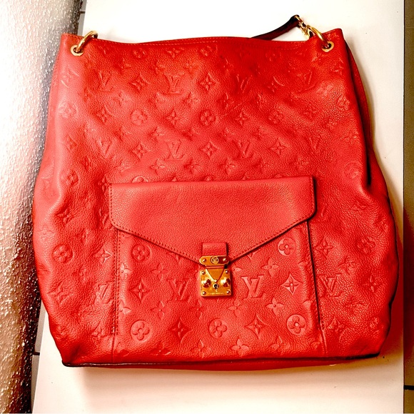 💎✨ Rare LV  ✨💎 TERRE METIS EMPREINTE LEATHER TOTE RARE CROSSBODY Red - Picture 1 of 14